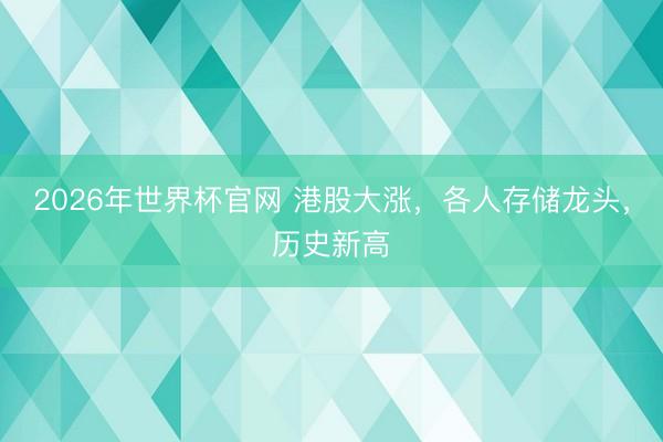 2026年世界杯官网 港股大涨，各人存储龙头，历史新高