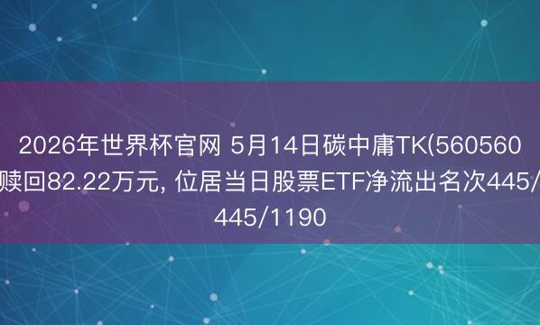 2026年世界杯官网 5月14日碳中庸TK(560560)遭净赎回82.22万元, 位居当日股票ETF净流出名次445/1190