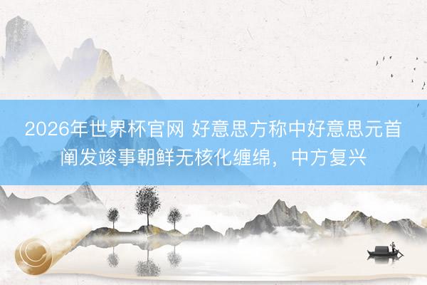 2026年世界杯官网 好意思方称中好意思元首阐发竣事朝鲜无核化缠绵，中方复兴