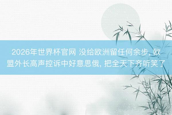 2026年世界杯官网 没给欧洲留任何余步， 欧盟外长高声控诉中好意思俄， 把全天下齐听笑了
