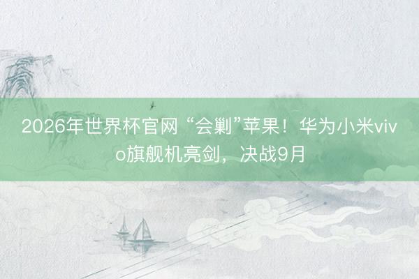 2026年世界杯官网 “会剿”苹果！华为小米vivo旗舰机亮剑，决战9月