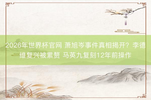 2026年世界杯官网 萧旭岑事件真相揭开？李德维复兴被累赘 马英九复刻12年前操作