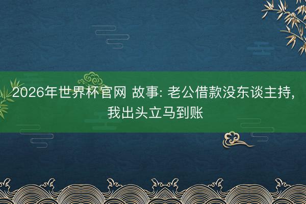 2026年世界杯官网 故事: 老公借款没东谈主持， 我出头立马到账
