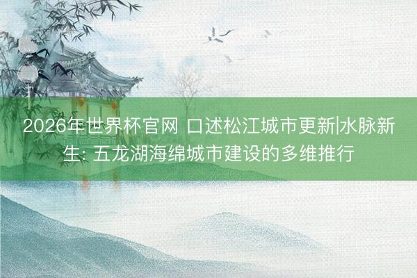 2026年世界杯官网 口述松江城市更新|水脉新生: 五龙湖海绵城市建设的多维推行