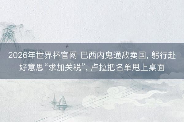 2026年世界杯官网 巴西内鬼通敌卖国， 躬行赴好意思“求加关税”， 卢拉把名单甩上桌面