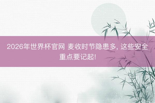 2026年世界杯官网 麦收时节隐患多， 这些安全重点要记起!
