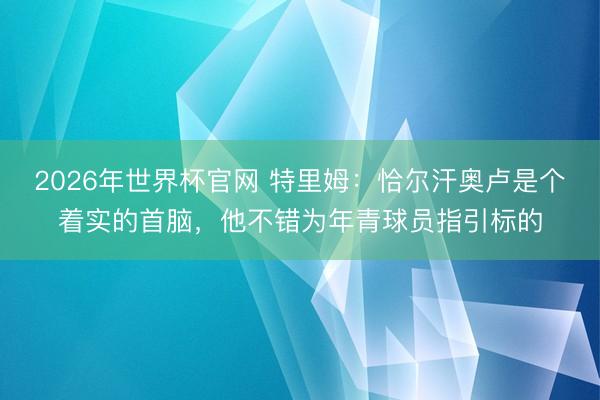 2026年世界杯官网 特里姆：恰尔汗奥卢是个着实的首脑，他不错为年青球员指引标的