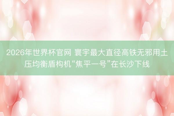 2026年世界杯官网 寰宇最大直径高铁无邪用土压均衡盾构机“焦平一号”在长沙下线
