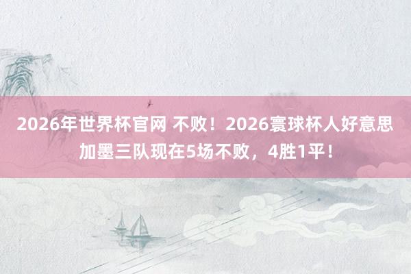2026年世界杯官网 不败！2026寰球杯人好意思加墨三队现在5场不败，4胜1平！